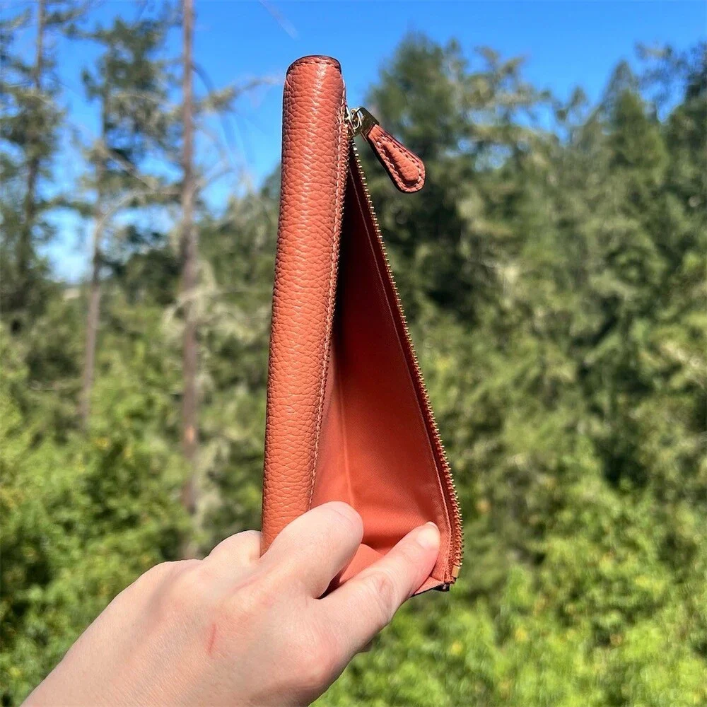 COACH VINTAGE Trifold Wallet Salmon Pebble Leather with Gold Hardware AUTHENTIC